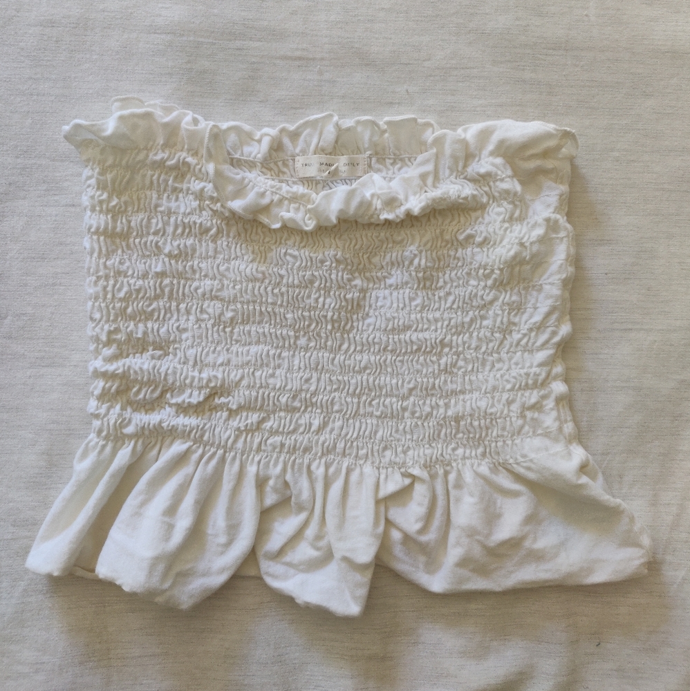 Smocked White Tube Top